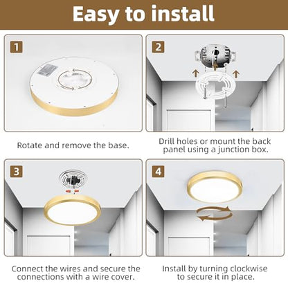 Hlite 9 Inch LED Flush Mount Ceiling Light,1800LM,4PacK,3CCT | 18W 3000K/4000K/5000K Selectable, Super Slim, Low Profile Round Ceiling Light Fixtures for Kitchen Bedroom Hallway,Gold - color: Gold, size: 9 inch-4
