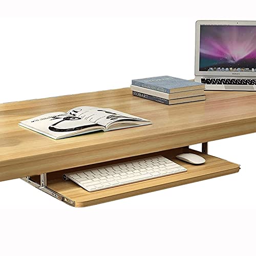 Desk Extender for Keyboard and Mouse, Wooden Keyboard Tray Height Adjustable Sliding Keyboard Drawer Storge Shelf, for Install Under The Desk (Color : Walnut, Size : 54x 27cm) - color: Walnut, size: 54x 27cm