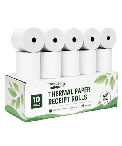 Mr. Pen- Thermal Paper Receipt Rolls, 10 Pack, 3-1/8” (80mm) x 230 ft | 48 GSM Premium Quality Receipt Paper Rolls, BPA-Free, Compatible with Standard POS Thermal Printers & Cash Registers