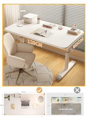 White Adjustable Height Standing Desk, Manual Crank Office Desk with Rotating Button, 26.5-35.4" Height Range, Work Desk for Home or Small Apartment,White-80cm