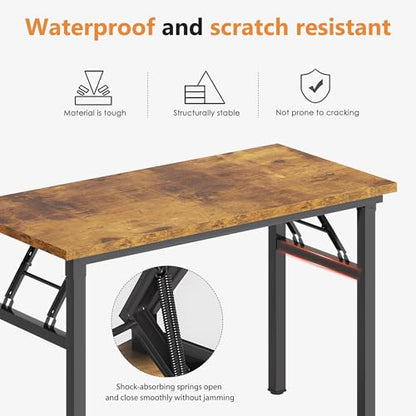 DlandHome 31.5 Inch Small Folding Computer Desk for Home Office, Retro - color: Retro, size: 31.5 Inches