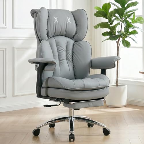 Big & Tall Office Chair, 400lbs Executive Chair with Footrest, Gray - color: Grey