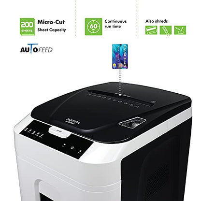 Aurora Commercial Grade 200-Sheet Auto Feed High Security Micro-Cut Paper Shredder/ 60 Minutes/Security Level P-5 - style: 200-Sheet AutoFeed MicroCut