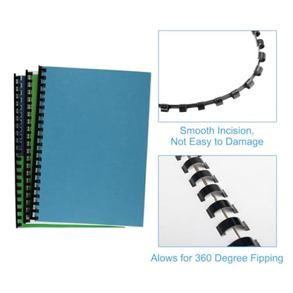 PATIKIL 28mm (1-1/8") Plastic Binding Combs, 10 Pcs 21 Rings Comb Binding Spines 240 Sheet Capacity Letter Size for Binding Paper Sheets Notebook Calendar Picture Album, Black - color: Black, size: 1-1/8"