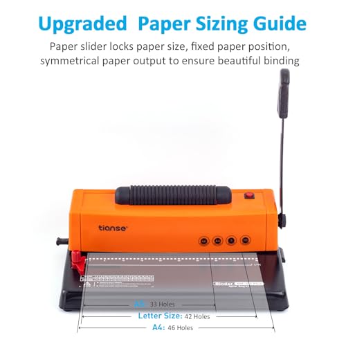 TIANSE Binding Machine, Spiral Coil Binder Machine, Manual Book Maker Punch Binder with Electric Coil Inserter,Suit for Letter Size / A4 / A5