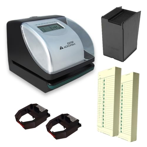 Acroprint Electronic Time Clock Machine – Time Stamp Machine for Employees, Ideal for Small Business, Accommodates Right or Left-Hand Time Cards, Selectable Hour Format