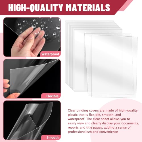 VOKOY 60 Pack Clear Binding Covers 8 Mil, 8.5x11 Inch | Letter Size,Quality Un-Punched Report Covers, Plastic Covers for Home Office Presentation Document Binding, Square Corners - size: 60 Pack, style: 60 Pack Clear