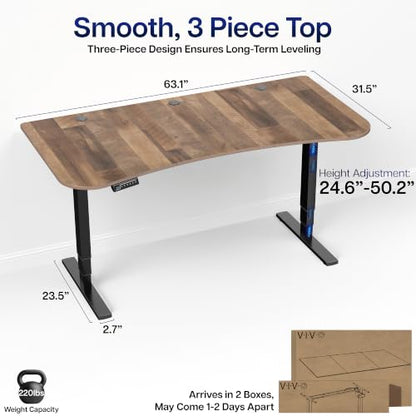 VIVO Reclaimed Wood 63 x 32 in Standing Desk, DESK-KIT-2EBP - color: Reclaimed Wood Top / Black Frame, size: 63 x 32 inch