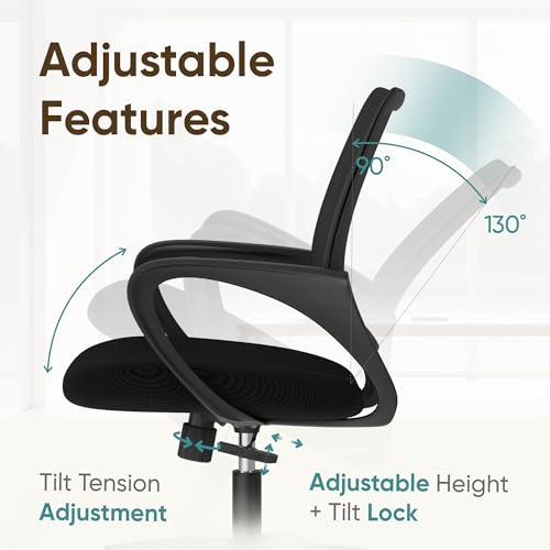 ETONEX Office Chair with Ergonomic Mid Back Cushion Lumbar Support Adjustable Swivel Rolling Computer Gaming Desk Chair Comfy Mesh Seat Wheels Home Executive Use (1, All Black) - color: All Black