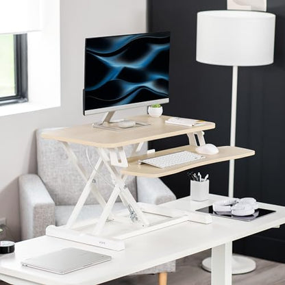 VIVO Light Wood 28 inch Standing Desk Converter, DESK-V028KF - color: Light Wood, size: 28"