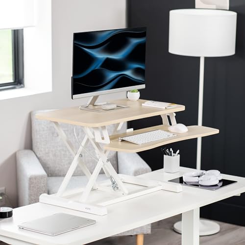 VIVO Light Wood 28 inch Standing Desk Converter, DESK-V028KF - color: Light Wood, size: 28"