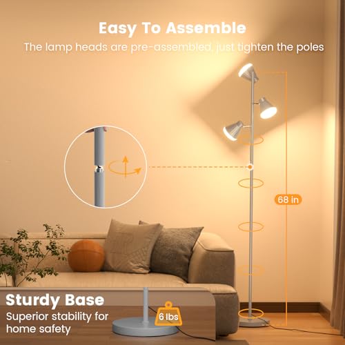 SIBRILLE 36W LED Tree Floor Lamp with Remote for Living Room Bedroom - color: Silver Gray