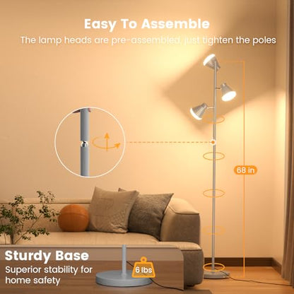 SIBRILLE 36W LED Tree Floor Lamp with Remote for Living Room Bedroom - color: Silver Gray