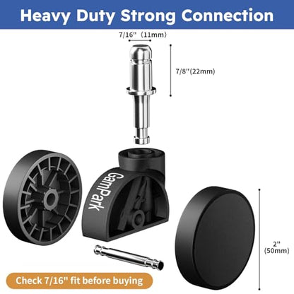 2 Inch Office Chair Wheels, Solid Plastic Casters Wheels Replacement, Heavy-Duty Computer Gaming Desk Chair Casters, Smooth & Safe Rolling for All Floors Hardwood and Carpet, Set of 5