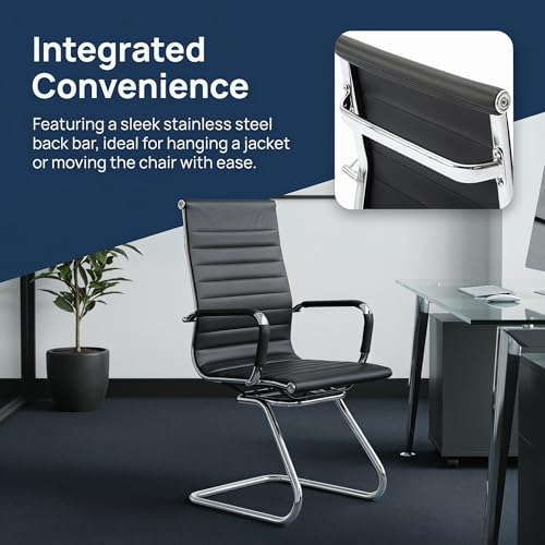 HNY 4-Pack PU Leather Office Guest Chairs - color: Black, size: 4 PCS