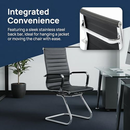 HNY 6-Pack PU Leather Office Guest Chairs - color: Black, size: 6 PCS