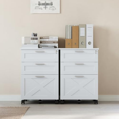 Garvee 3-Drawer Mobile File Cabinet with Lock, Under Desk Storage Drawer - color: White