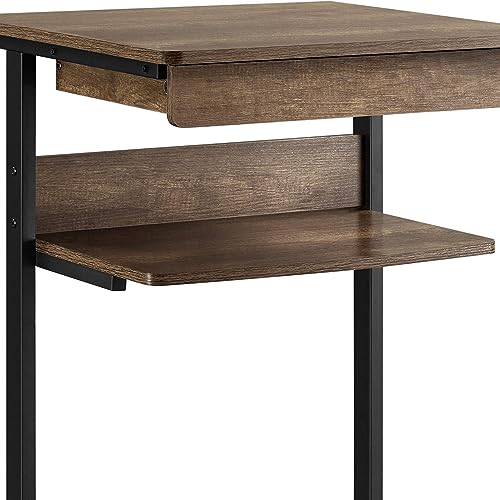 Yaheetech Tiny Mobile Computer Desk,3-Tier Rolling Cart Drawer,Taupe Wood - color: Taupe Wood