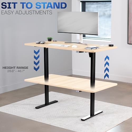 VIVO Light Wood 60 x 30 in Standing Desk, DESK-KIT-0B6C - color: Light Wood Top / Black Frame, size: 60 x 30 inch