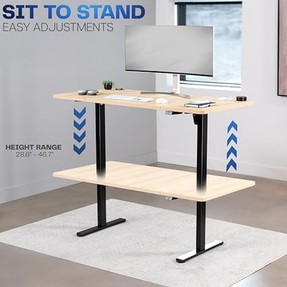 VIVO Light Wood 60 x 30 in Standing Desk, DESK-KIT-0B6C - color: Light Wood Top / Black Frame, size: 60 x 30 inch