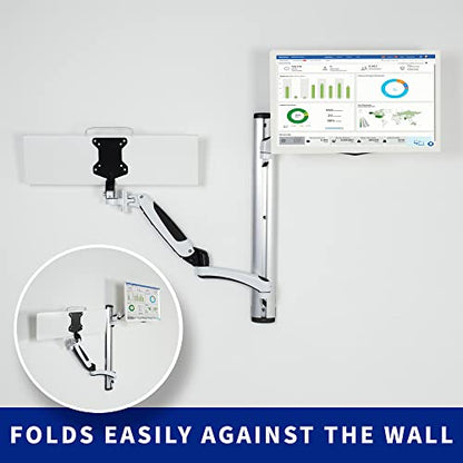 VIVO Sit-Stand Wall Mount Counterbalance Height Adjustable Monitor and Keyboard Workstation for Screens up to 27 inches, White STAND-SIT1KW - color: White