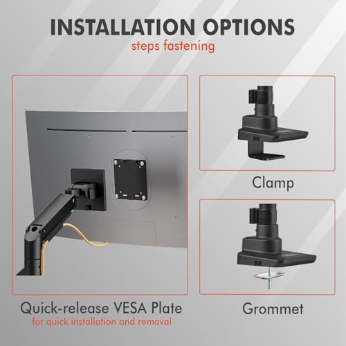 Dual Monitor Arm, 17-49 Inch, Holds 44 lbs Each