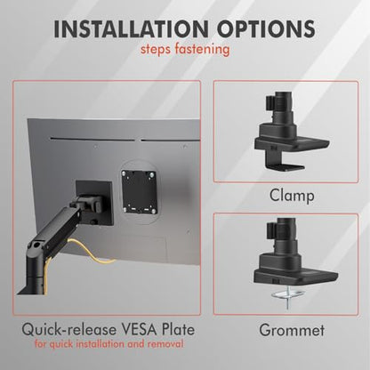 Dual Monitor Arm, 17-49 Inch, Holds 44 lbs Each