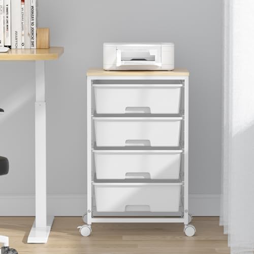 SYKIARIOL Rolling Cart with Drawers, 4-Drawer Utility Cart, Bright White - color: Bright White, size: 4 Drawers