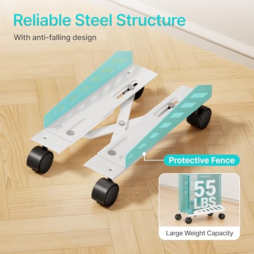 PEGZONE Adjustable PC Stand for Floor Ventilated CPU Cart,White - color: White
