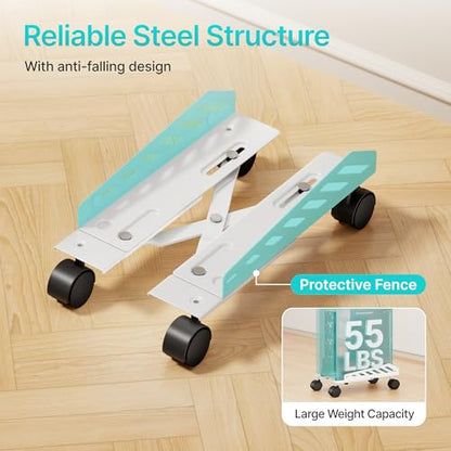 PEGZONE Adjustable PC Stand for Floor Ventilated CPU Cart,White - color: White