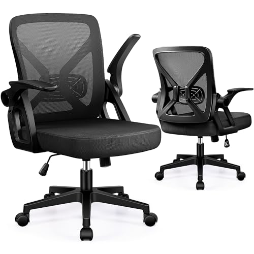 FelixKing Office Chair - Ergonomic Desk Chair Breathable Mesh Task with Wheels and Lumbar Support Home Desk Office Chairs with Flip up Armrest Rolling Swivel for Home Computer Black - color: Black, size: Standard
