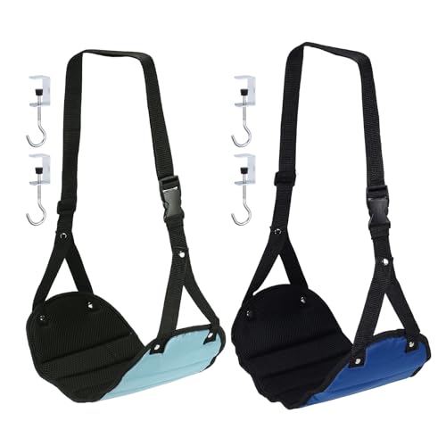 PATIKIL Airplane Footrest,2Pack Adjustable Foot Hammock,Dark Blue,Pale Blue - color: Dark Blue, Pale Blue