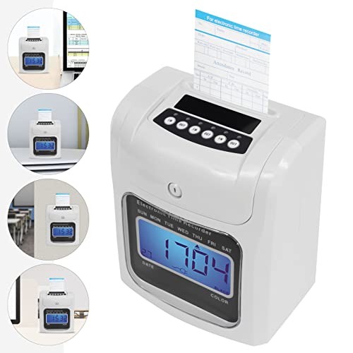 Calculating Time Clock，Staff Check in Out Machine with LCD Display,Automatic Time Calibration,Small Business Punch Pak, Up to 50 Employees, Includes 50 Time Cards and 1 Security Key