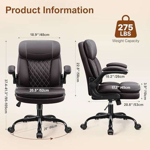 Office Desk Chair, Ergonomic Computer Chair with Unique Dual-Layer Support - color: Dark Brown