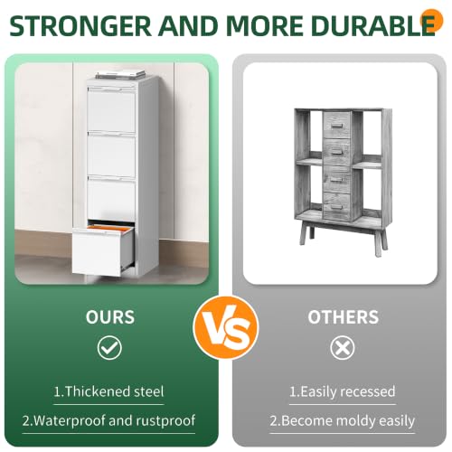 4 Drawer File Cabinet with Lock, Filing Cabinets for Home Office - color: White, size: 4 Drawer - Vertical