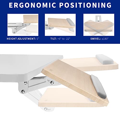 VIVO Light Wood Under Desk 25 x 10 inch Keyboard Tray, MOUNT-KB03C | Adjustable Computer Keyboard and Mouse Platform, Ergonomic Under Table Desk Mount Drawer, Full Swivel - color: Light Wood, size: 25"