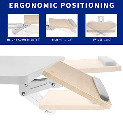 VIVO Light Wood Under Desk 25 x 10 inch Keyboard Tray, MOUNT-KB03C | Adjustable Computer Keyboard and Mouse Platform, Ergonomic Under Table Desk Mount Drawer, Full Swivel - color: Light Wood, size: 25"