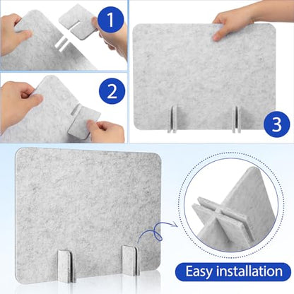 SOLUSTRE Desk Divider Felt Privacy Panel - Desktop Partition Office Divider Wall for Students, Classrooms, Noise Reduction Acoustic Screen, Light Gray