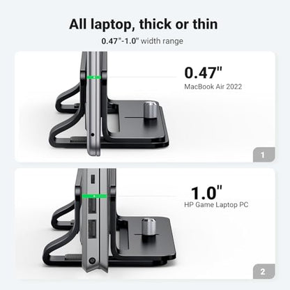 UGREEN Vertical Laptop Stand Holder for Desk Compatible with MacBook Pro, MacBook Air Stand Vertical Aluminum Adjustable for Up to 17.3 Inch Gaming Laptop, Black | Laptop Stand Aluminum PC Holder Compatible with MacBook MateBook Chromebook Surface Dell HP
