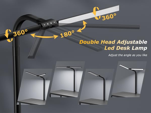 Desk lamp,LED Desk Lamps for Home Office,Eye-Care Architect Lamp for Desk with Clamp,Dual Screen Computer Monitor Gooseneck Smart Light:24W100 Lighting Models Adjustable Table Lamp for Study Drafting