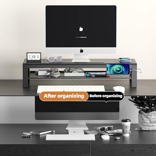 Computer monitor stand (Wireless Charging, Two-layer 700mm) - color: Wireless Charging, size: Two-layer 700mm