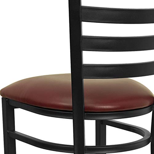 Flash Furniture Hercules Metal Ladder Back Restaurant Barstool, Burgundy - color: Burgundy Vinyl Seat/Black Metal Frame, size: Set of 1