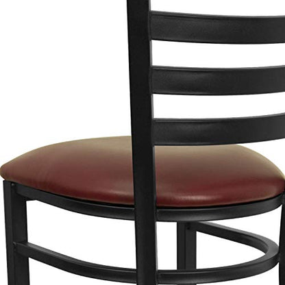 Flash Furniture Hercules Metal Ladder Back Restaurant Barstool, Burgundy - color: Burgundy Vinyl Seat/Black Metal Frame, size: Set of 1