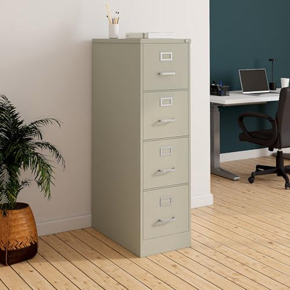Staples Commercial 4-Drawer Vertical File Cabinet, Letter Size, Lockable, Putty, Steel, 51.97H x 15W x 22D - color: Putty