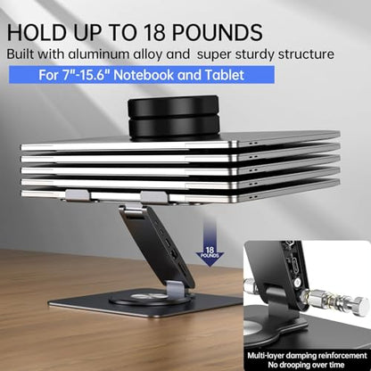Laptop Docking Station for MacBook Pro/Air/Dell/HP/Surface HC 11-in-1 USB C Hub 360°Rotatable Laptop Stand with USB Hub 4K HDMI USB 3.0 PD100W 3.5mm Audio Jack RJ 45 TF/SD Reader Universal Laptop Dock - color: For Laptop 7-15.6 inches 11-in-1 Pro Max