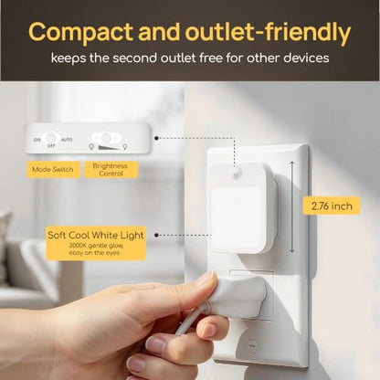 Plug-in Night Light with Motion Sensor, Dusk-to-Dawn Light Sensor - color: Cold White