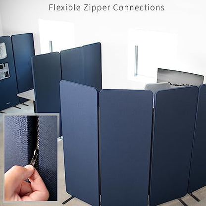 VIVO Navy Blue Freestanding 72 x 66 in Privacy Panel, PP-3-T072NB - color: Navy Blue, size: 72" wide, 66" Tall