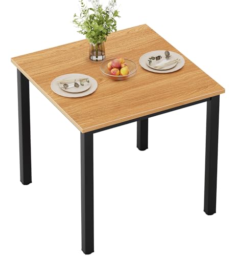 Need Small Square Dining Table 31.5inch Home Office Desk Teak - color: Teak & Black Frame, size: 31.5x31.5 inch