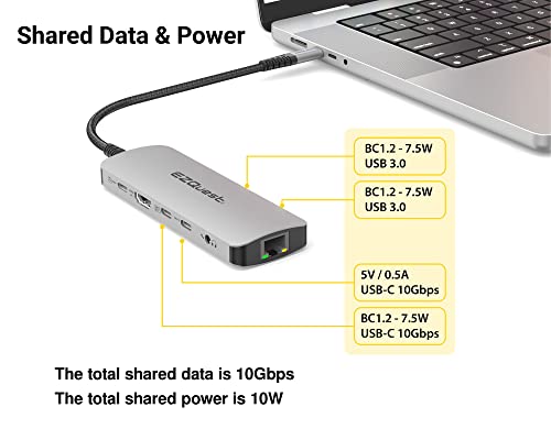 USB-C Hub Docking Station 10 in 1 with 4K HDMI 60Hz, 1 GBS Ethernet, 2 USB C Gen 2 10Gbs, 1 PD 3.0, 2 USB-A 3.0, Audio Ports, SD/Micro SD, Compatible with USB Type C/Thunderbolt Computers - style: 10 in 1 - Gen 2