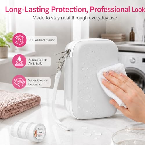 PAIYULE Hard EVA Case for Phomemo D30/D35 for Nelko P21 Label Maker - color: White